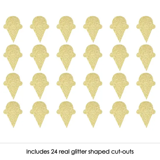 Big Dot of Happiness Gold Glitter Ice Cream Cone - No-Mess Real Gold Glitter Cut-Outs - Ice Cream Confetti - Set of 24 {3}