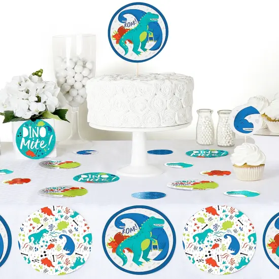 Big Dot of Happiness Roar Dinosaur - Dino Mite T-Rex Baby Shower or Birthday Party Giant Circle Confetti - Party Decorations - Large Confetti 27 Count {6}