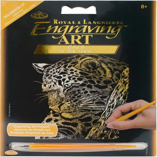 Royal & Langnickel(R) Gold Foil Engraving Art Mini Kit 5"X7"-Leopard In Tree {1}