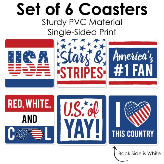 Big Dot of Happiness Stars & Stripes - Memorial Day, 4th of July and Labor Day USA Patriotic Party Decorations - Drink Coasters - Set of 6 {6}