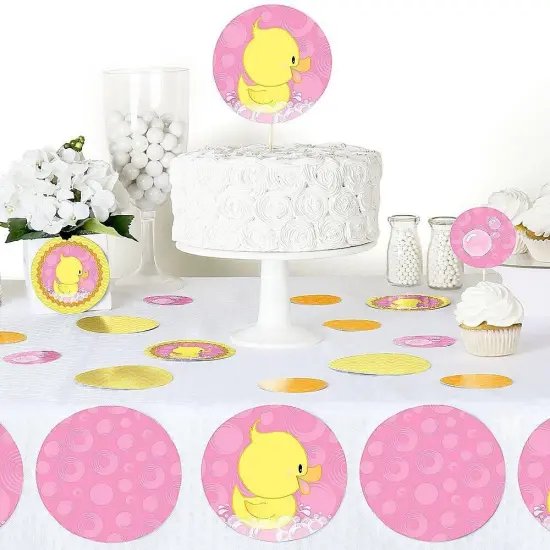 Big Dot of Happiness Pink Ducky Duck - Girl Baby Shower or Birthday Party Giant Circle Confetti - Party Decorations - Large Confetti 27 Count {6}