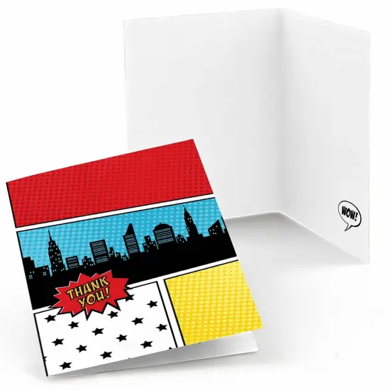 Big Dot of Happiness Bam Superhero - Baby Shower or Birthday Party Thank You Cards (8 Count) {1}