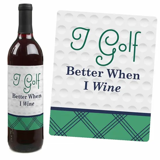 Big Dot of Happiness Par-Tee Time - Golf - Birthday or Retirement Party Birthday Party Gift for Women and Men - Wine Bottle Label Stickers - Set of 4 {5}