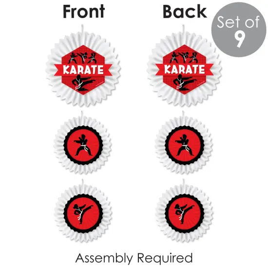 Big Dot of Happiness Karate Master - Hanging Martial Arts Birthday Party Tissue Decoration Kit - Paper Fans - Set of 9 {7}