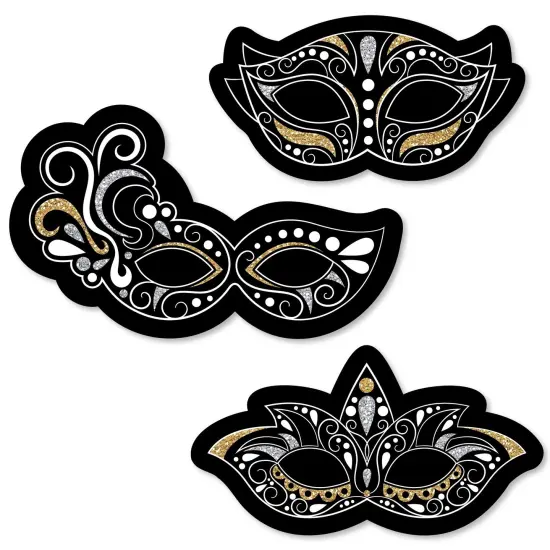 Big Dot of Happiness Masquerade - DIY Shaped Carnival Mask Party Cut-Outs - 24 Count {1}