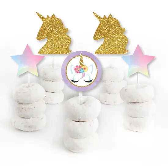 Big Dot of Happiness Rainbow Unicorn - Dessert Cupcake Toppers - Magical Unicorn Baby Shower or Birthday Party Clear Treat Picks - Set of 24 {3}