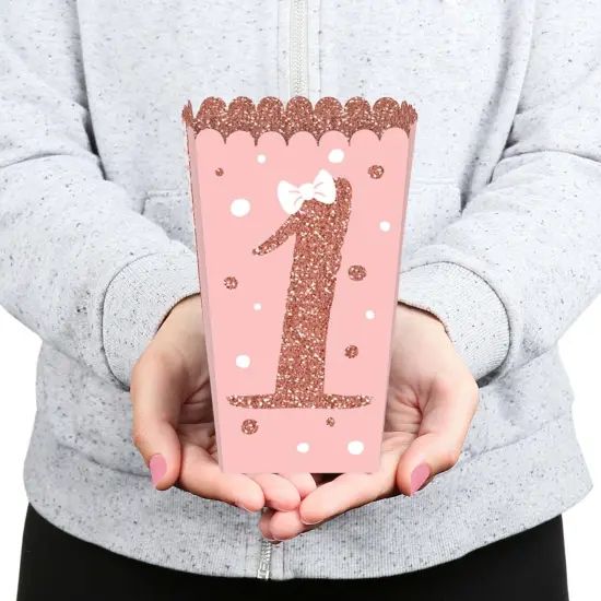 Big Dot of Happiness 1st Birthday Little Miss Onederful - Girl First Birthday Party Favor Popcorn Treat Boxes - Set of 12 {6}