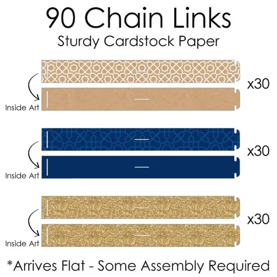 Big Dot of Happiness Eid Mubarak - 90 Chain Links and 30 Paper Tassels Decoration Kit - Ramadan Paper Chains Garland - 21 feet {7}