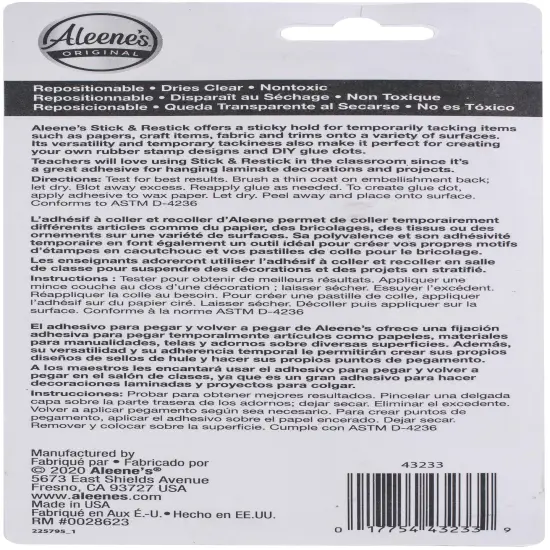 Aleene's Stick & Restick Adhesive Carded-4oz {3}
