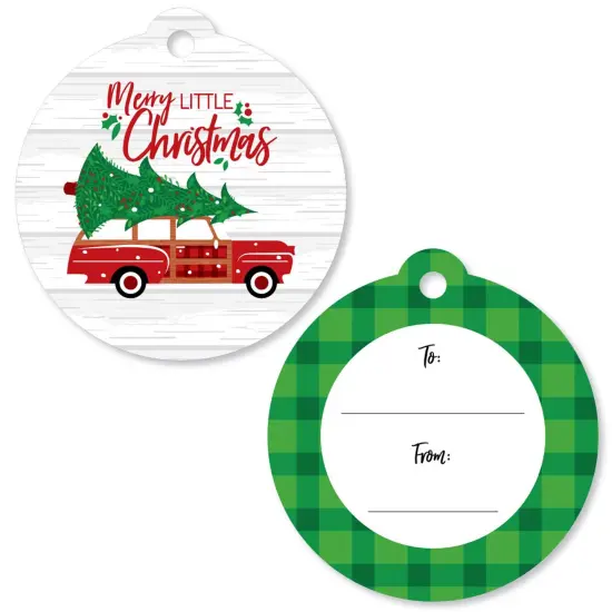 Big Dot of Happiness Merry Little Christmas Tree - Red Car Christmas Party To and From Favor Gift Tags (Set of 20) {1}