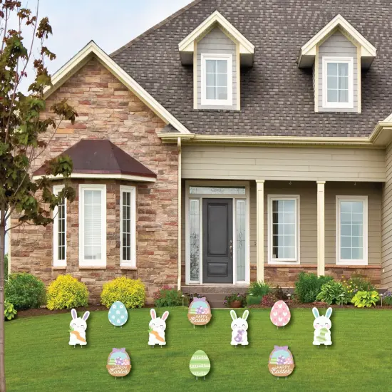 Big Dot of Happiness Spring Easter Bunny - Bunny, Egg, Basket Lawn Decorations - Outdoor Happy Easter Party Yard Decorations - 10 Piece {3}