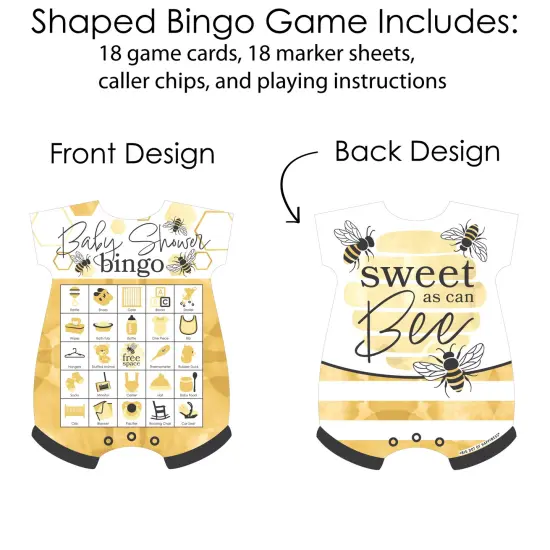 Big Dot of Happiness Little Bumblebee - Picture Bingo Cards and Markers - Baby Shower Shaped Bingo Game - Set of 18 {4}