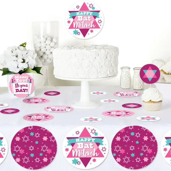 Big Dot of Happiness Pink Bat Mitzvah - Girl Party Giant Circle Confetti - Party Decorations - Large Confetti 27 Count {6}