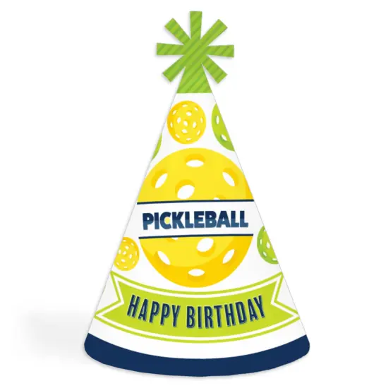 Big Dot of Happiness Let&rsquo;s Rally - Pickleball - Cone Happy Birthday Party Hats for Kids and Adults - Set of 8 (Standard Size) {1}