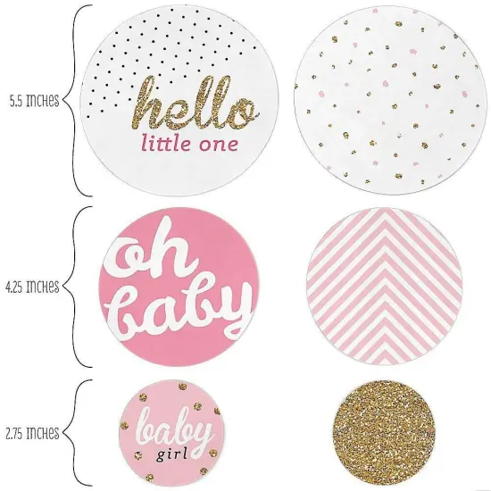 Big Dot of Happiness Hello Little One - Pink and Gold - Girl Baby Shower Giant Circle Confetti - Party Decorations - Large Confetti 27 Count {3}
