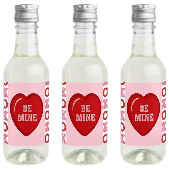 Big Dot of Happiness Conversation Hearts - Mini Wine & Champagne Bottle Label Stickers - Valentine's Day Party Favor Gift for Women & Men - Set of 16 {1}