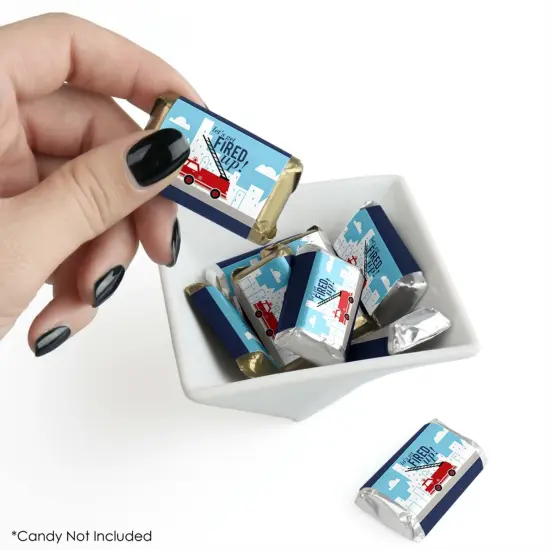 Big Dot of Happiness Fired Up Fire Truck - Mini Candy Bar Wrapper Stickers - Firefighter Firetruck Baby Shower or Birthday Party Small Favors - 40 Ct {3}