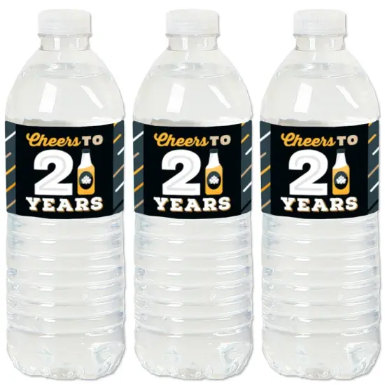 Big Dot of Happiness Cheers and Beers to 21 Years - 21st Birthday Party Water Bottle Sticker Labels - Set of 20 {1}