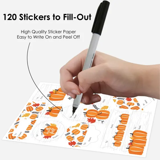 Big Dot of Happiness Fall Pumpkin - Assorted Halloween or Thanksgiving Party Gift Tag Labels - To and From Stickers - 12 Sheets - 120 Stickers {4}