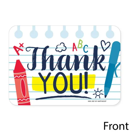 Big Dot of Happiness Back to School - Shaped Thank You Cards - First Day of School Classroom Thank You Note Cards with Envelopes - Set of 12 {4}