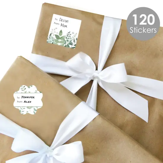 Big Dot of Happiness Boho Botanical - Assorted Greenery Party Gift Tag Labels - To and From Stickers - 12 Sheets - 120 Stickers {3}