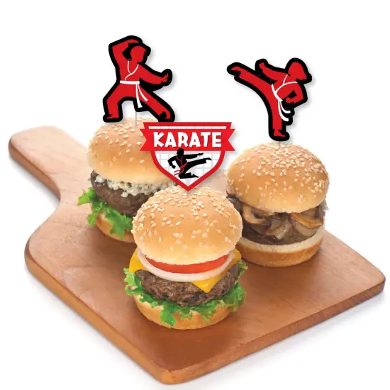 Big Dot of Happiness Karate Master - Dessert Cupcake Toppers - Martial Arts Birthday Party Clear Treat Picks - Set of 24 {4}