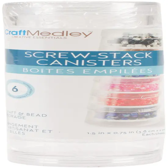 Craft Medley Bead Storage Screw-Stack Canisters 6/Pkg-1.5"X.75" {1}