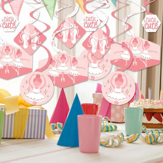 Big Dot of Happiness Tutu Cute Ballerina - Ballet Birthday Party or Baby Shower Hanging Decor - Party Decoration Swirls - Set of 40 {3}