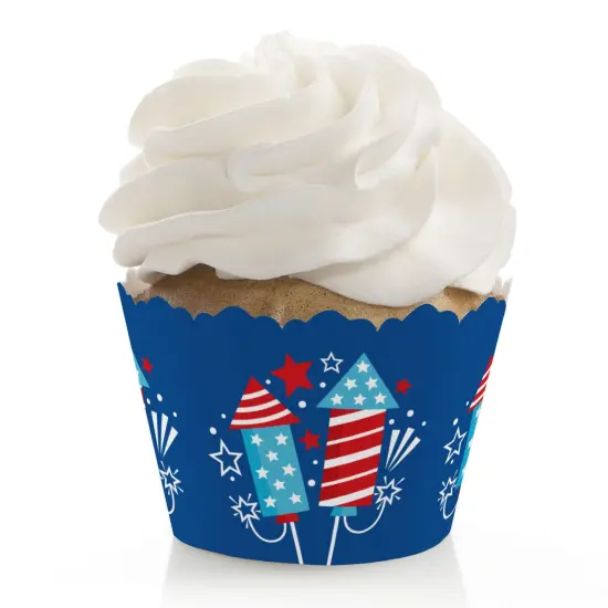Big Dot of Happiness Firecracker 4th of July - Red, White and Royal Blue Party Decorations - Party Cupcake Wrappers - Set of 12 {1}
