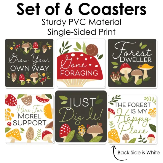 Big Dot of Happiness Wild Mushrooms - Funny Red Toadstool Party Decorations - Drink Coasters - Set of 6 {6}