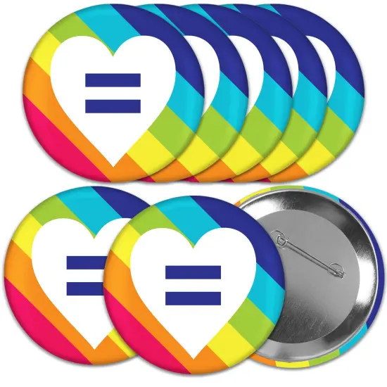 Big Dot of Happiness Love is Love - Pride - 3 inch Rainbow Party Badge - Pinback Buttons - Set of 8 {1}