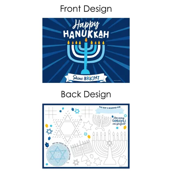 Big Dot of Happiness Hanukkah Menorah - Paper Chanukah Holiday Party Coloring Sheets - Activity Placemats - Set of 16 {7}