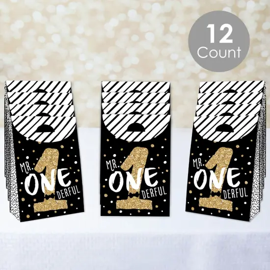 Big Dot of Happiness 1st Birthday Little Mr. Onederful - Boy First Birthday Gift Favor Bags - Party Goodie Boxes - Set of 12 {3}