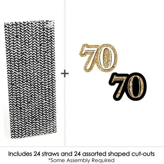 Big Dot of Happiness Adult 70th Birthday - Gold - Paper Straw Decor - Birthday Party Striped Decorative Straws - Set of 24 {4}