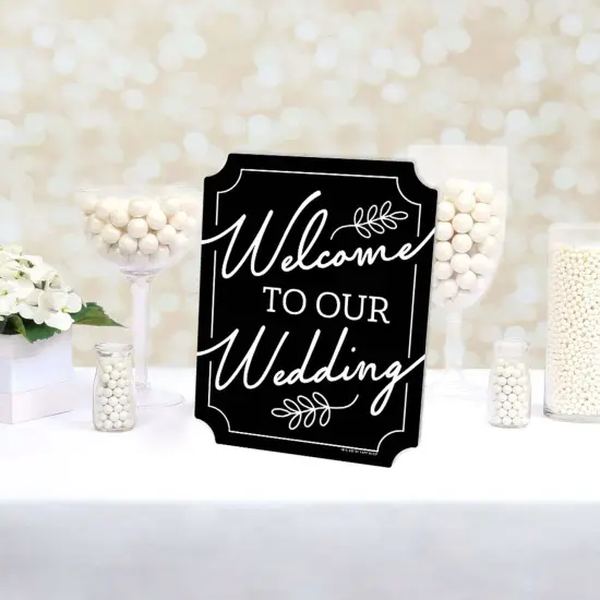 Big Dot of Happiness Black Welcome to Our Wedding Sign - Wedding Ceremony Decor - Printed on Sturdy Plastic - 10.5 x 13.75" Sign with Stand - 1 Piece {4}
