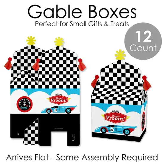 Big Dot of Happiness Let's Go Racing - Racecar - Treat Box Party Favors - Race Car Birthday Party or Baby Shower Goodie Gable Boxes - Set of 12 {7}