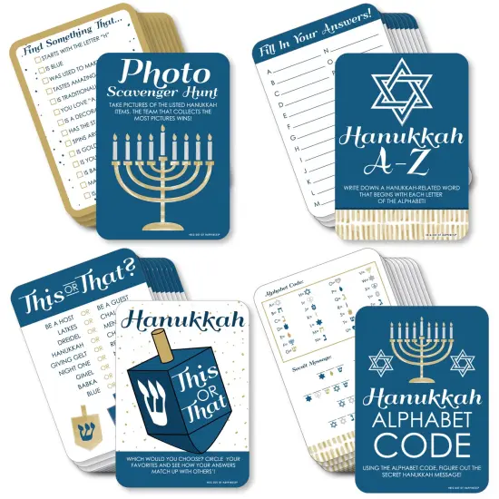 Big Dot of Happiness Happy Hanukkah - 4 Chanukah Holiday Party Games - 10 Cards Each - Gamerific Bundle {1}