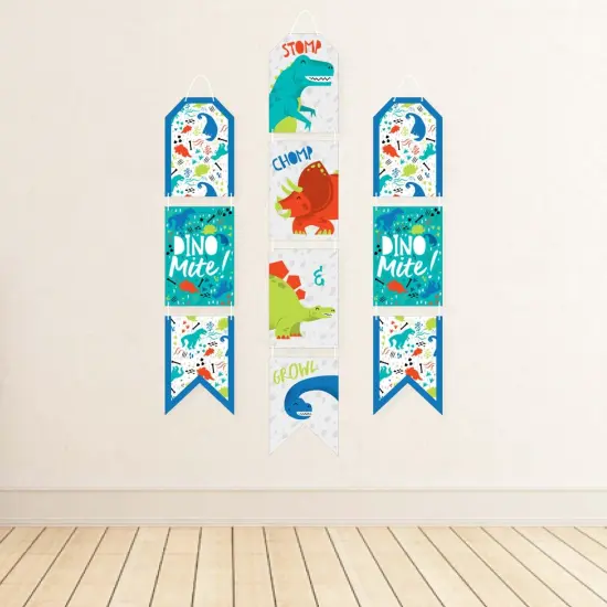Big Dot of Happiness Roar Dinosaur - Hanging Vertical Paper Door Banners - Dino Mite Baby Shower or Birthday Party Wall Decor Kit - Indoor Door Decor {4}