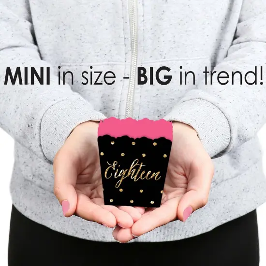 Big Dot of Happiness Chic 18th Birthday - Pink, Black and Gold - Party Mini Favor Boxes - Birthday Party Treat Candy Boxes - Set of 12 {6}