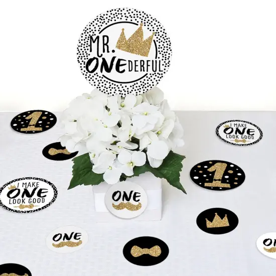 Big Dot of Happiness 1st Birthday Little Mr. Onederful - Boy First Birthday Party Giant Circle Confetti - Party Decorations - Large Confetti 27 Count {7}