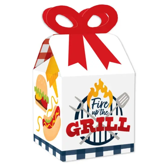 Big Dot of Happiness Fire Up the Grill - Square Favor Gift Boxes - Summer BBQ Picnic Party Bow Boxes - Set of 12 {1}