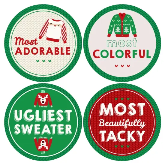 Big Dot of Happiness Ugly Sweater Contest Awards - Holiday and Christmas Party Funny Name Tags - Party Badges Sticker Set of 12 {7}