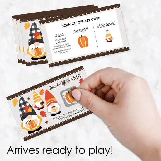 Big Dot of Happiness Fall Gnomes - Autumn Harvest Party Game Scratch Off Cards - 22 Count {3}