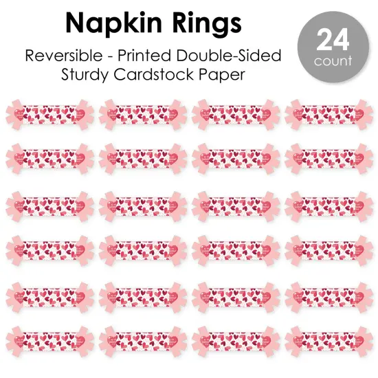 Big Dot of Happiness Happy Galentine's Day - Valentine's Day Party Paper Napkin Holder - Napkin Rings - Set of 24 {7}