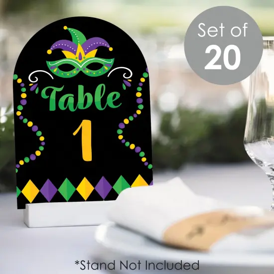 Big Dot of Happiness Colorful Mardi Gras Mask - Masquerade Party Double-Sided 5 x 7 inches Cards - Table Numbers - 1-20 {3}