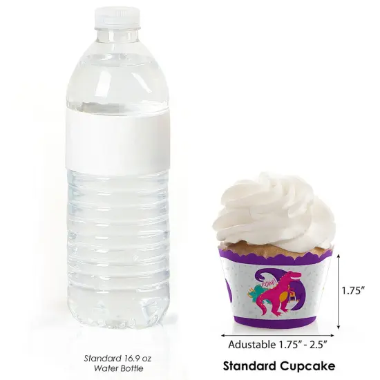 Big Dot of Happiness Roar Dinosaur Girl - Dino Mite T-Rex Baby Shower or Birthday Party Decorations - Party Cupcake Wrappers - Set of 12 {4}