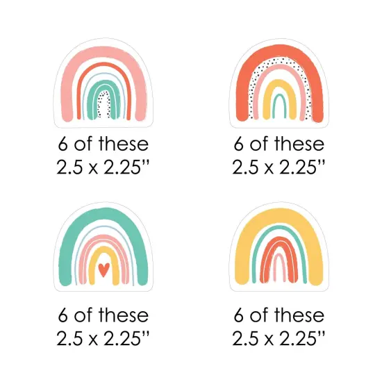 Big Dot of Happiness Hello Rainbow -Shaped Boho Baby Shower and Birthday Party Cut-Outs - 24 Count {3}