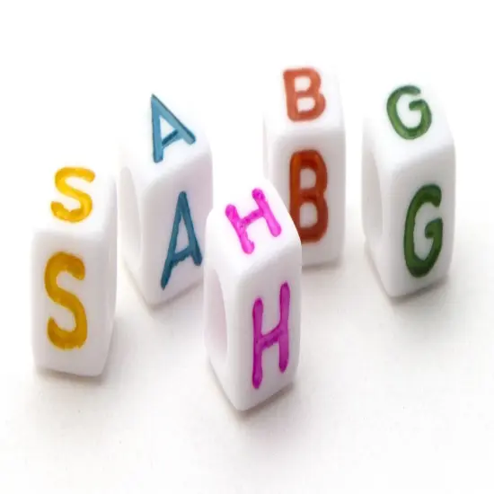 CousinDIY Alphabet Beads 6mm 160/Pkg-White With Multicolor Letters {5}