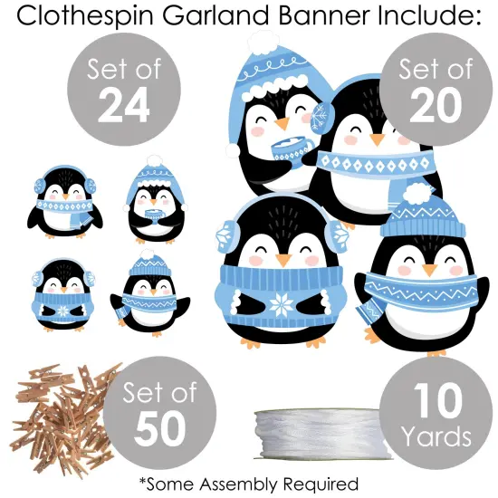 Big Dot of Happiness Winter Penguins - Holiday and Christmas Party DIY Decorations - Clothespin Garland Banner - 44 Pieces {6}