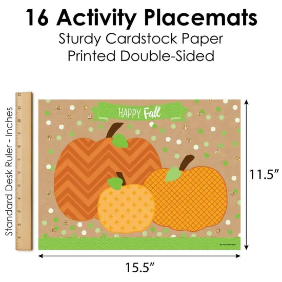 Big Dot of Happiness Pumpkin Patch - Paper Fall, Halloween or Thanksgiving Party Coloring Sheets - Activity Placemats - Set of 16 {6}